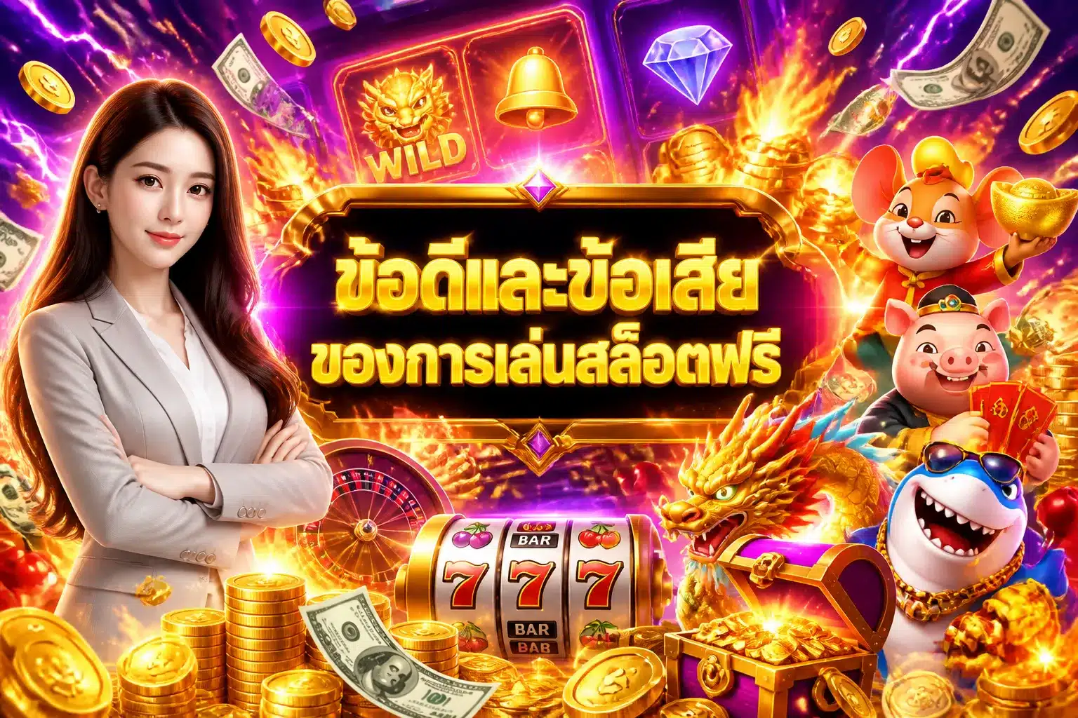 ภาพประกอบหัวข้อ ข้อดีและข้อเสียของการเล่นสล็อตฟรี